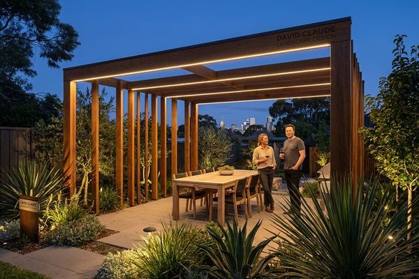 Outdoor entertaining space with timber pergola