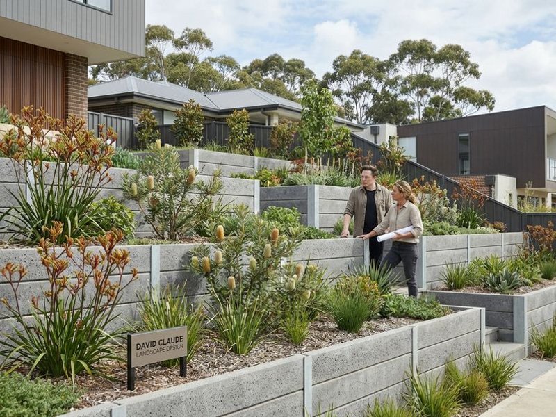 Concrete sleeper wall on steep block