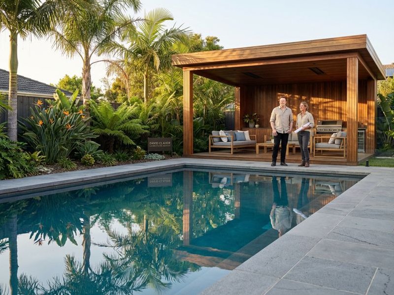 Resort-style pool landscaping in Doncaster